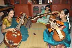 guru kumutha(veena) with new students,at Brhaddhvani ,east abhiramapuram,3rd st ,vijayadasmi day on 14-10-13