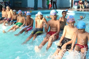 At the pool at Hotel Woodlands