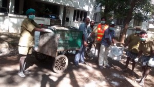 Corporation spraying bleaching powder at krishnapuri