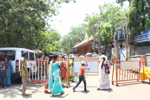 Road blocks near Sai Baba Temple