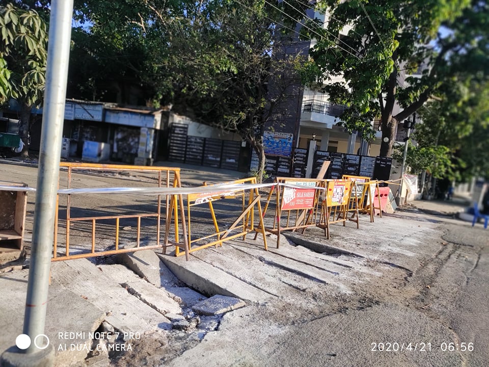 Access to Lazarus Church Road limited; barricades all over. – MYLAPORE